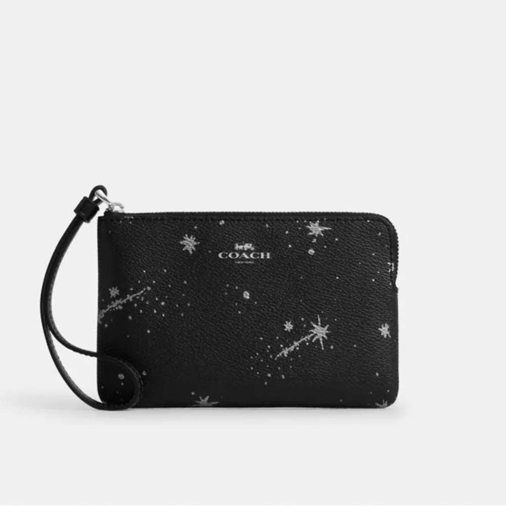 Coach Black Wristlet with Galaxy Stars! New with tags 🌟